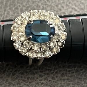 *Elegant Blue and CZ Gemstone Ring